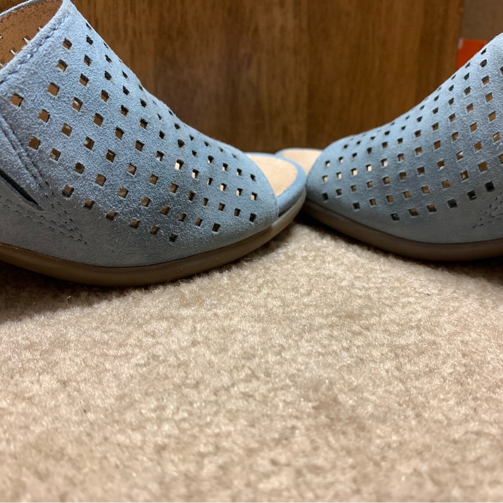 Earth Perforated Blue Suede Mules - Picture 6 of 8